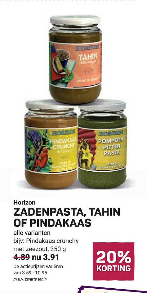 Horizon ZADENPASTA, TAHIN OF PINDAKAAS