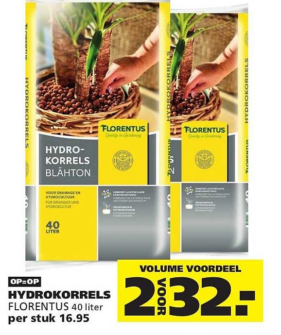 HYDROKORRELS FLORENTUS 40 liter per stuk 16.95 VOLUME VOORDEEL 2 VOOR 32,-