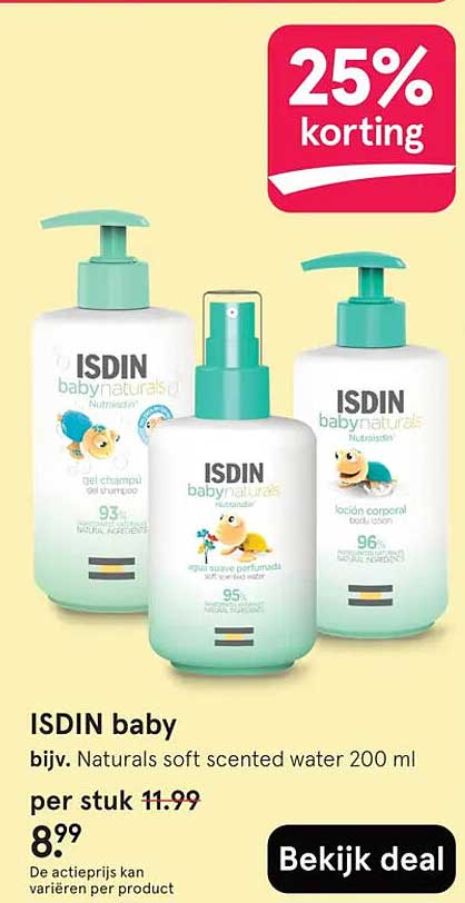 ISDIN baby bijz. Naturals soft scented water 200 ml 25% korting