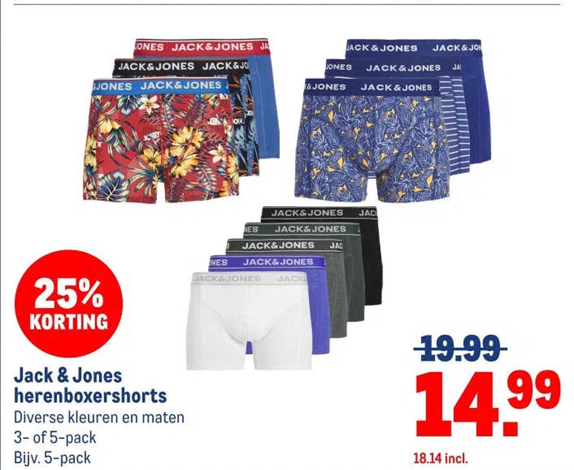 Jack & Jones herenboxershorts 25% korting