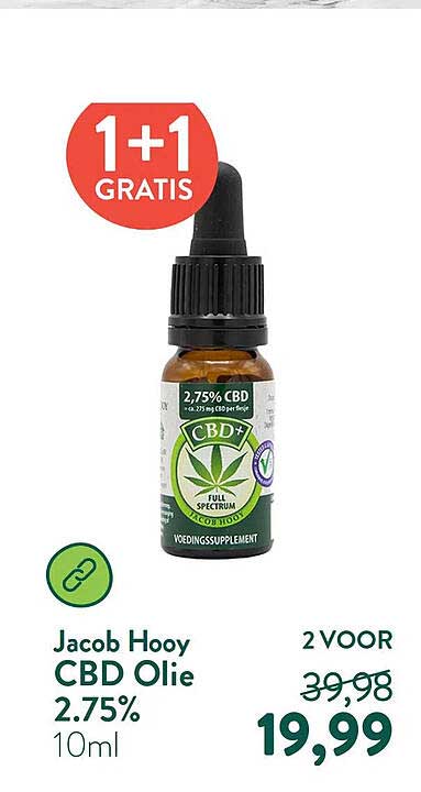 Jacob Hooy CBD Olie 2.75% 10ml 1+1 GRATIS