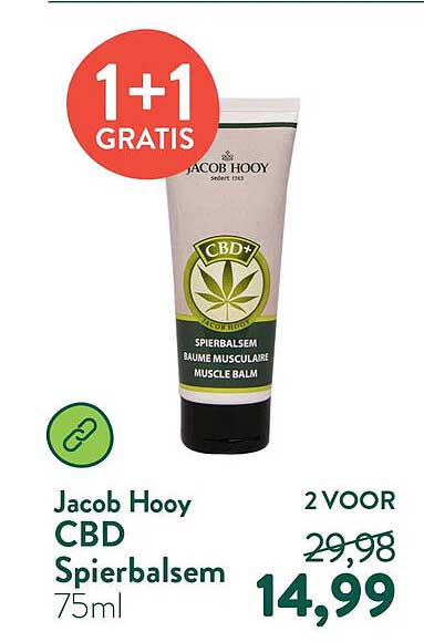 Jacob Hooy CBD Spierbalsem 75ml 1+1 GRATIS