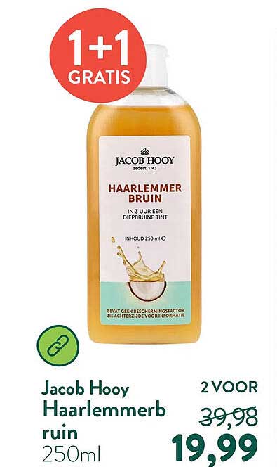 Jacob Hooy Haarlemmerbruin 250ml 1+1 gratis