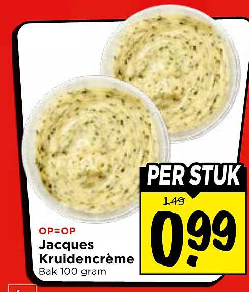 Jacques Kruidencrème Bak 100 gram PER STUK
