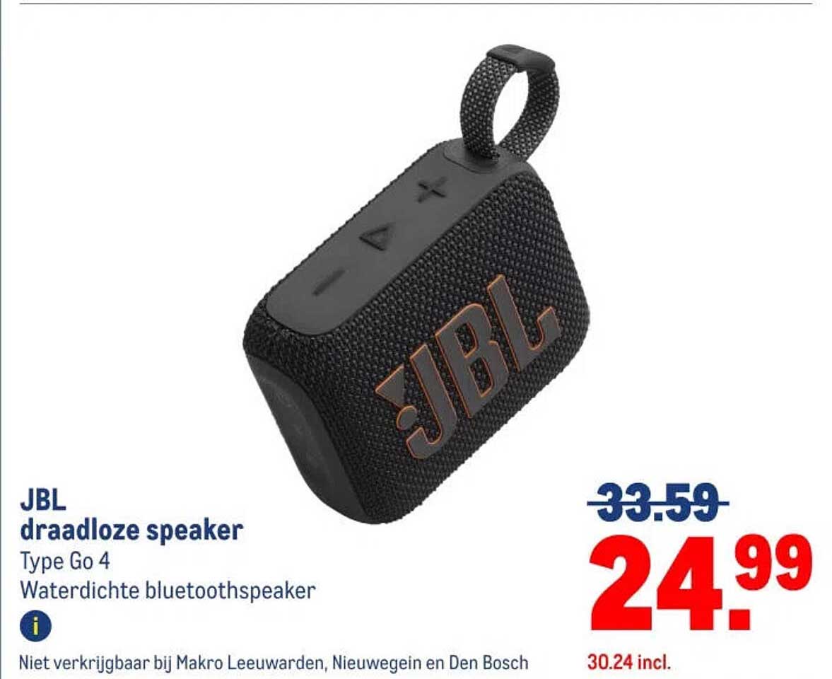 JBL draadloze speaker Type Go 4 Waterdichte bluetoothspeaker