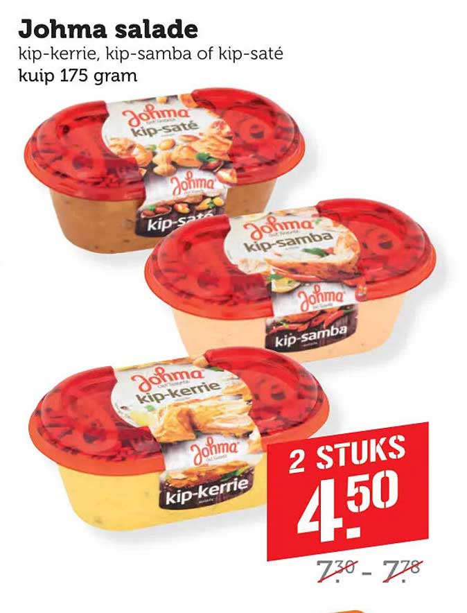 Johma salade kip-kerrie, kip-samba of kip-saté kuip 175 gram 2 stuks