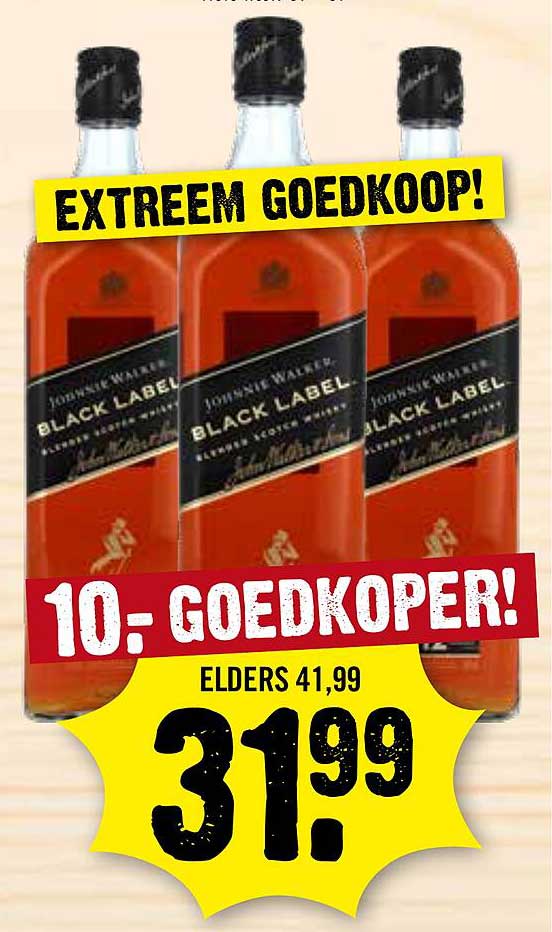 JOHNNIE WALKER BLACK LABEL EXTREEM GOEDKOOP! 10,- GOEDKOPER!