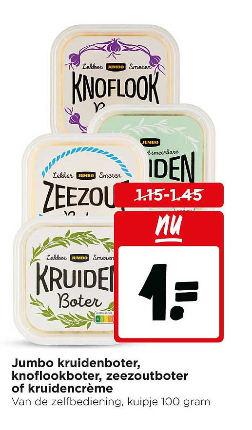 Jumbo kruidenboter, knoflookboter, zeezoutboter of kruidencrème