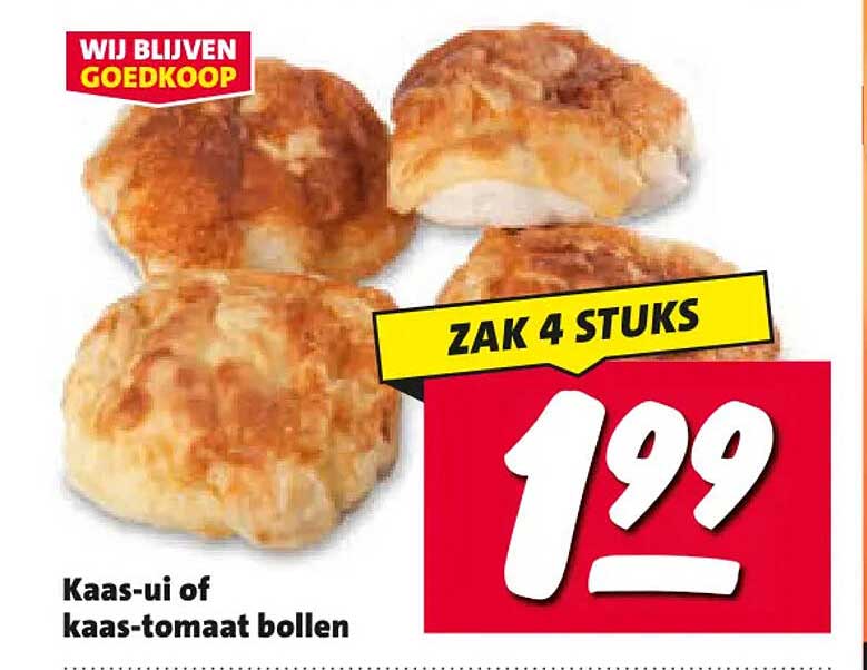 Kaas-ui of kaas-tomaat bollen zak 4 stuks