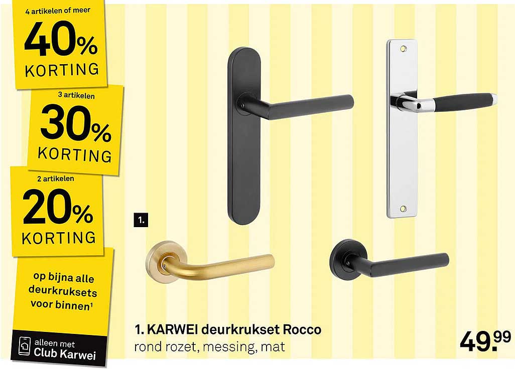 KARWEI deurkrukset Rocco rond rozet, messing, mat
