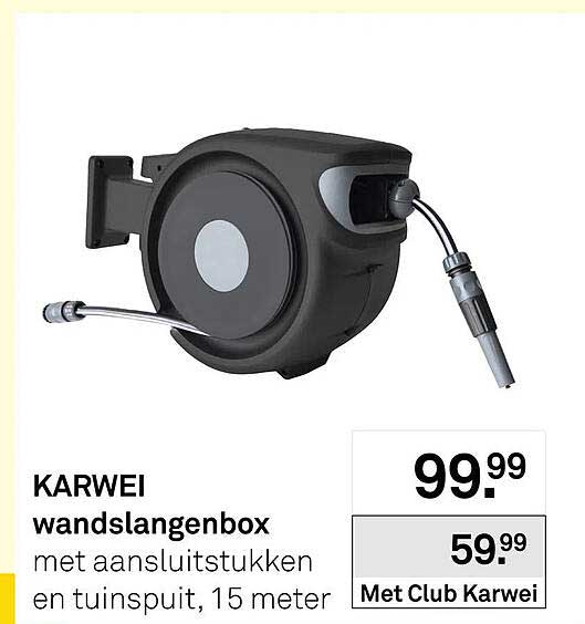 KARWEI wandslangenbox met aansluitstukken en tuinspuit, 15 meter