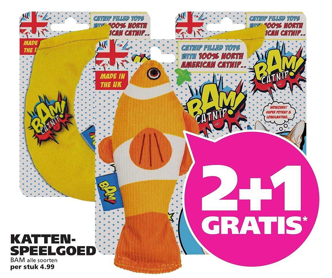 Katten-speelgoed BAM alle soorten 2+1 gratis*