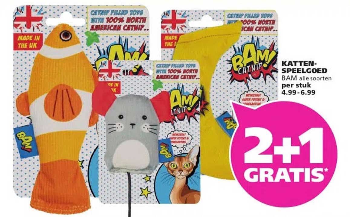 KATTEN-SPEELGOED BAM alle soorten per stuk 4.99 - 6.99 2+1 GRATIS*
