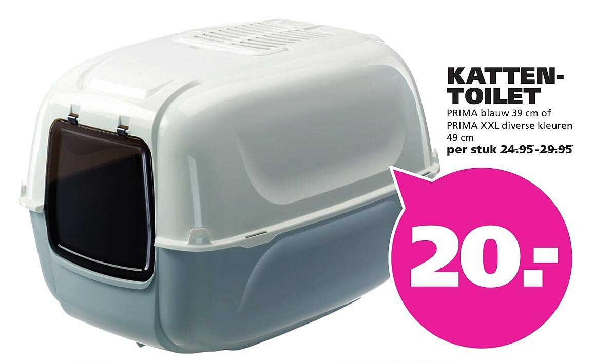 KATTEN-TOILET PRIMA blauw 39 cm of PRIMA XXL diverse kleuren 49 cm