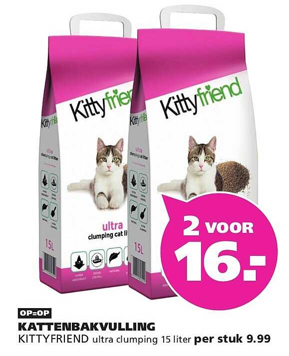 KATTENBAKVULLING KITTYFRIEND ultra clumping 15 liter per stuk 9.99