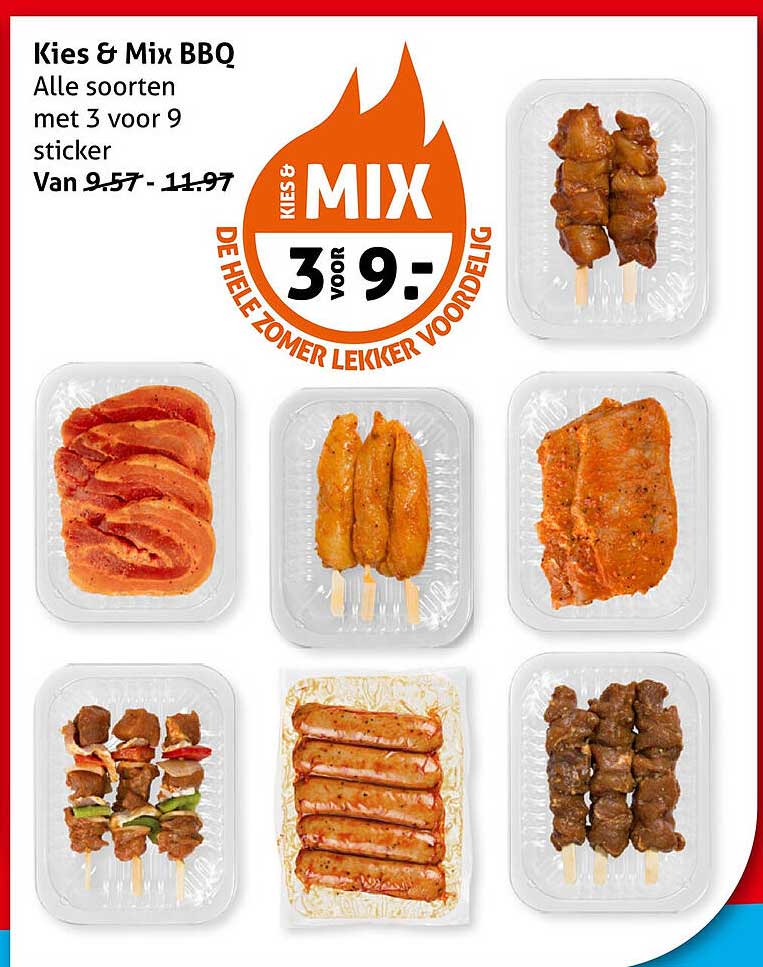 Kies & Mix BBQ Alle soorten met 3 voor 9 sticker