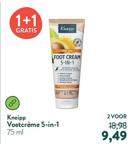 Kneipp Voetcrème 5-in-1 75 ml 1+1 GRATIS