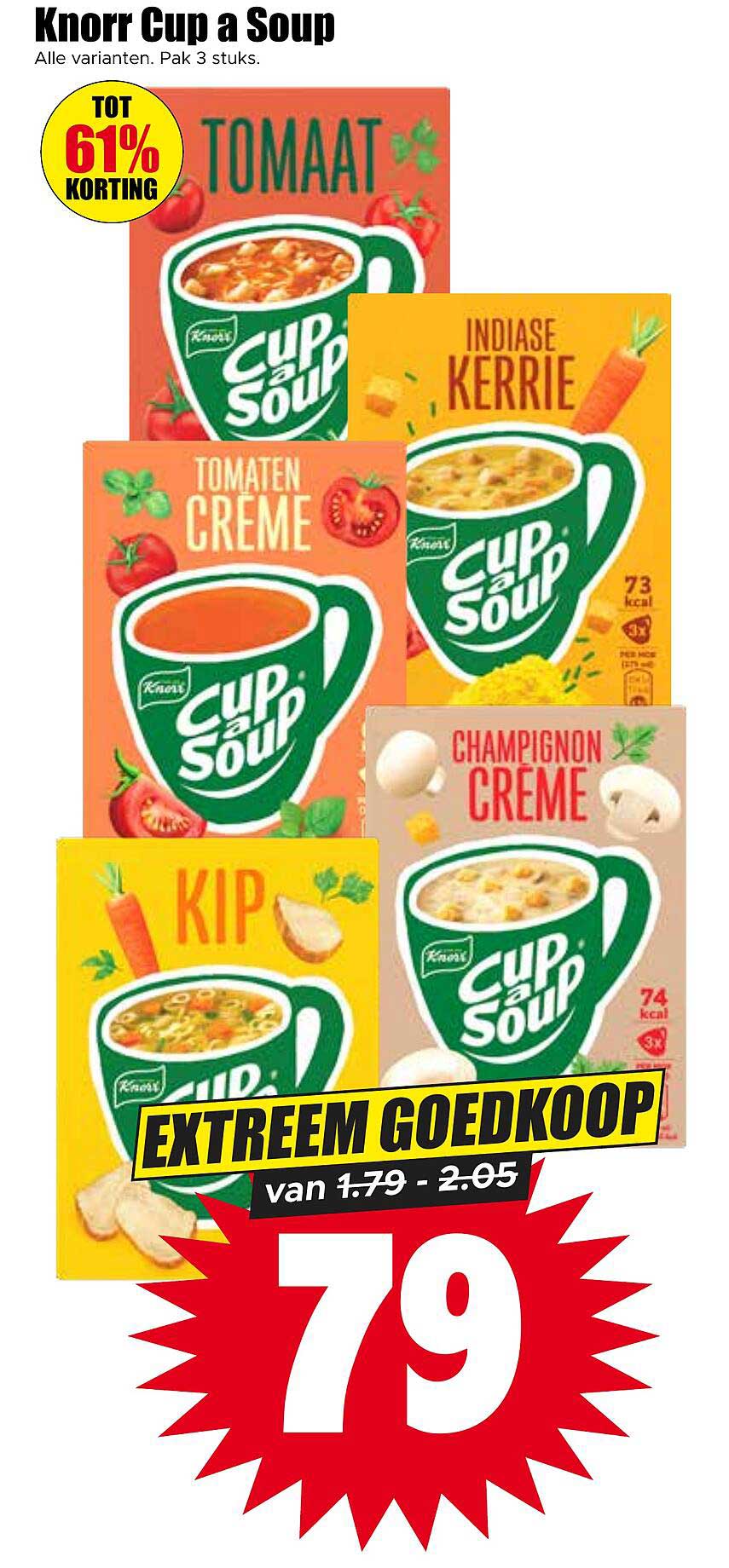 Knorr Cup a Soup Alle varianten. Pak 3 stuks. EXTREEM GOEDKOOP