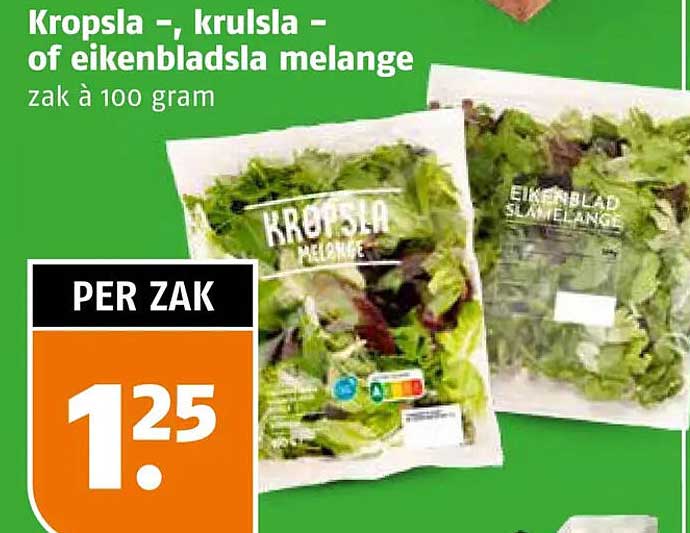 Kropsla -, krulsla - of eikenbladsla melange zak à 100 gram
