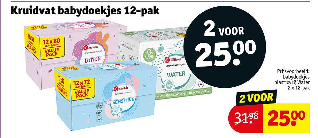 Kruidvat babydoekjes 12-pak 2 voor 25.00