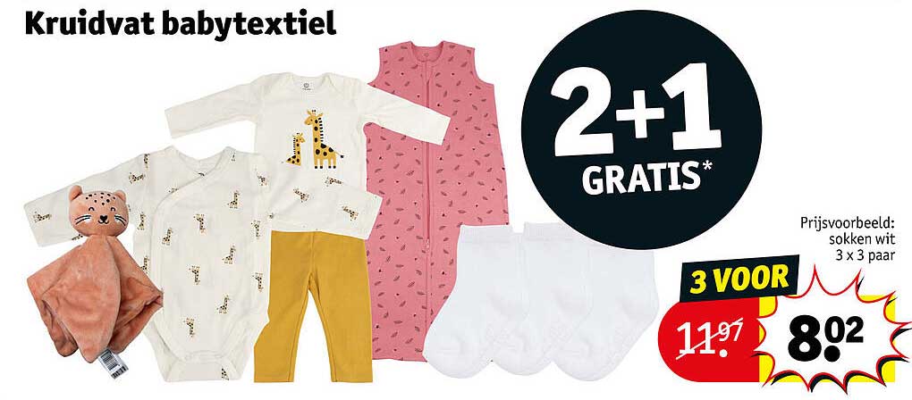 Kruidvat babytextiel 2+1 GRATIS*