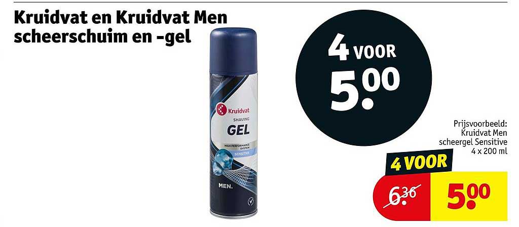 Kruidvat en Kruidvat Men scheerschuim en -gel 4 voor 5.00