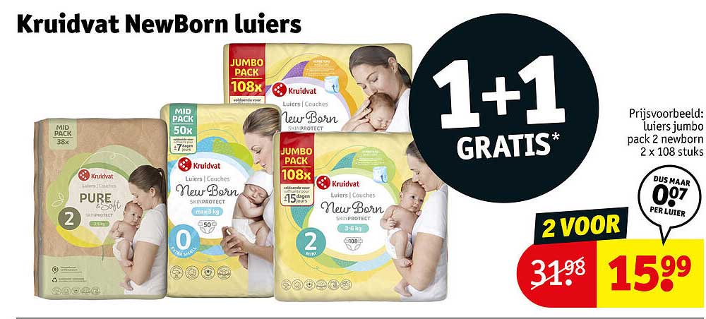 Kruidvat NewBorn luiers 1+1 GRATIS*