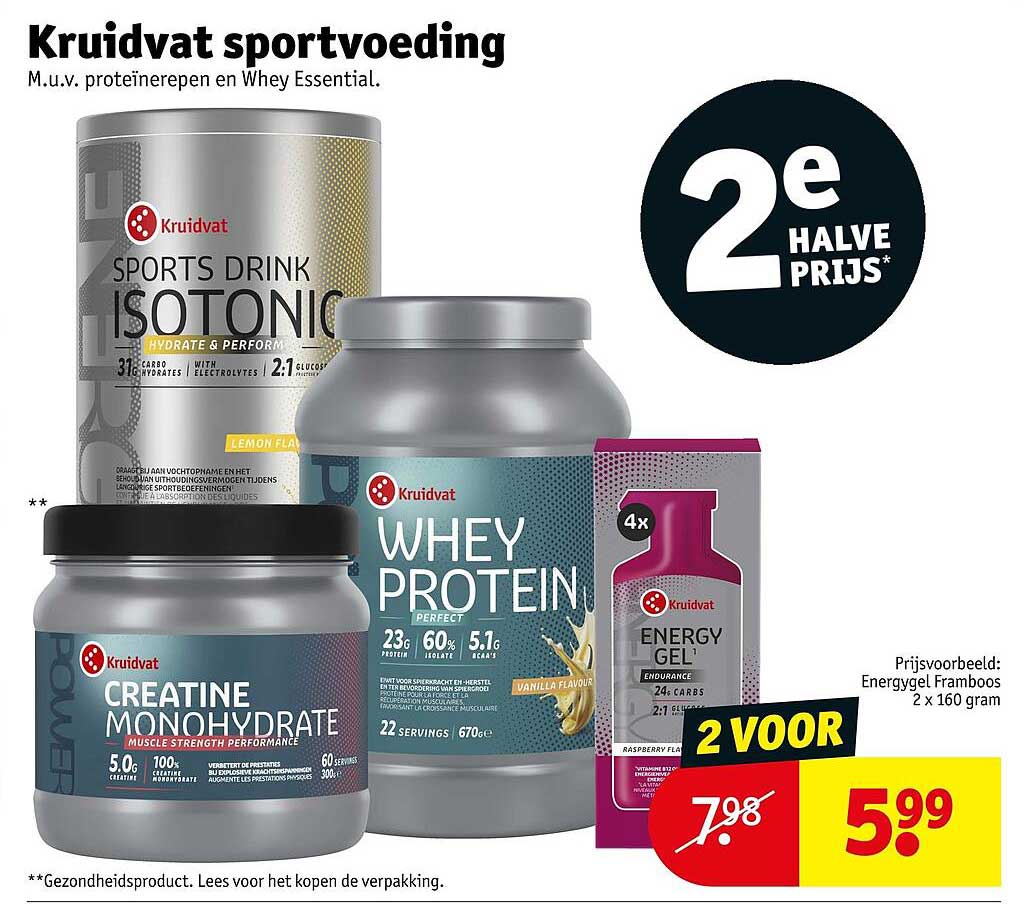 Kruidvat sportvoeding 2e halve prijs