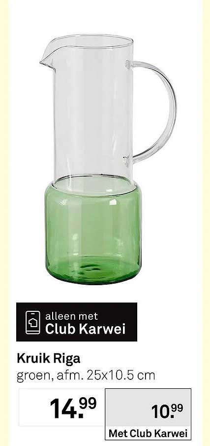 Kruik Riga groen, afm. 25x10.5 cm