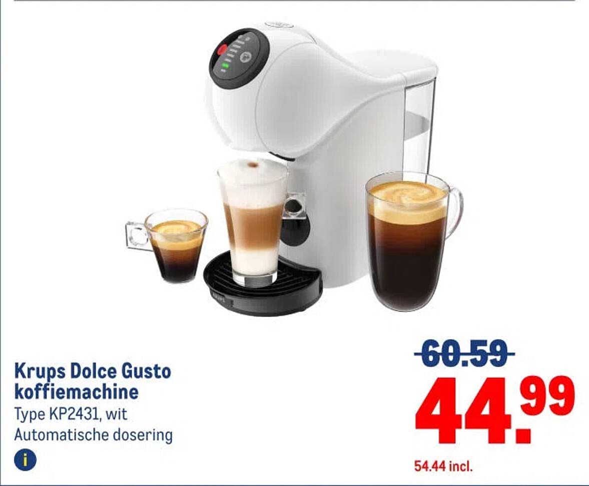 Krups Dolce Gusto koffiemachine Type KP2431, wit Automatische dosering