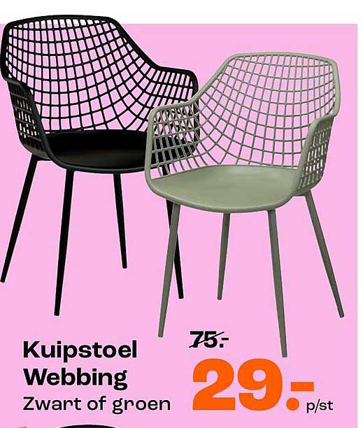 Kuipstoel Webbing Zwart of groen