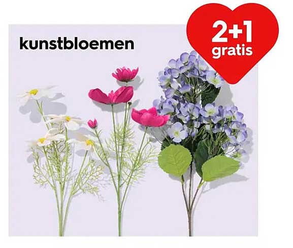 kunstbloemen 2+1 gratis
