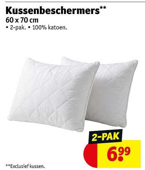 Kussenbeschermers** 60 x 70 cm • 2-pak. • 100% katoen.