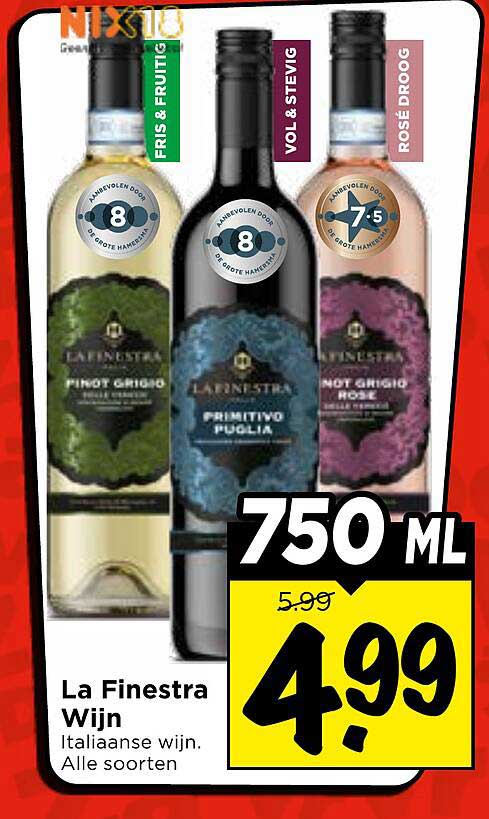 La Finestra Wijn Italiaanse wijn. Alle soorten 750 ml