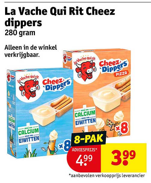 La Vache Qui Rit Cheez Dippers 280 gram Alleen in de winkel verkrijgbaar. 8-PAK ADVIESPRIJS*