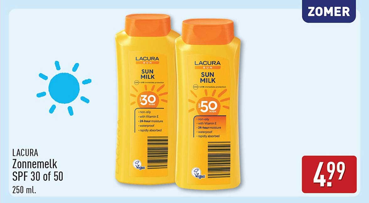 LACURA Zonnemelk SPF 30 of 50 250 ml.