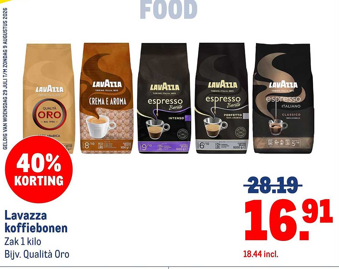 Lavazza koffiebonen Zak 1 kilo Bijv. Qualità Oro