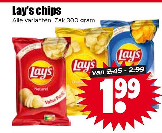 Lay's chips Alle varianten. Zak 300 gram.