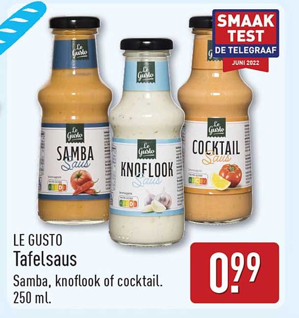 LE GUSTO Tafelsaus Samba, knoflook of cocktail. 250 ml.