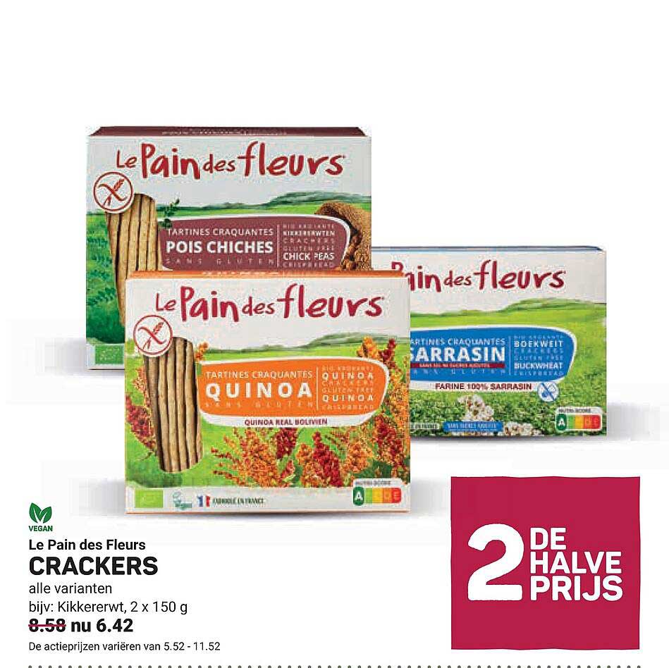 Le Pain des Fleurs CRACKERS alle varianten 2e halve prijs