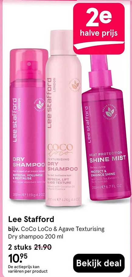 Lee Stafford bijv. CoCo LoCo & Agave Texturising Dry shampoo 200 ml 2e halve prijs