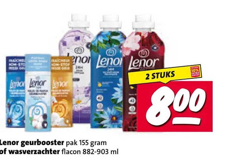Lenor geurbooster pak 155 gram of wasverzachter flacon 882-903 ml 2 STUKS