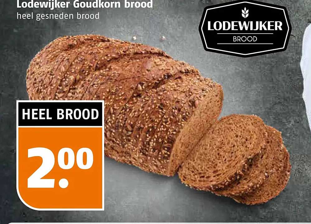 Lodewijker Goudkorn brood heel gesneden brood