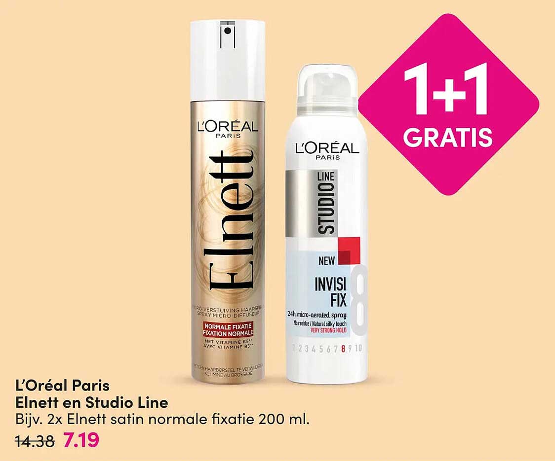 L’Oréal Paris Elnett en Studio Line 1+1 GRATIS