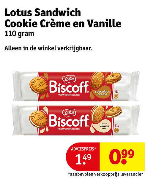 Lotus Sandwich Cookie Crème en Vanille 110 gram