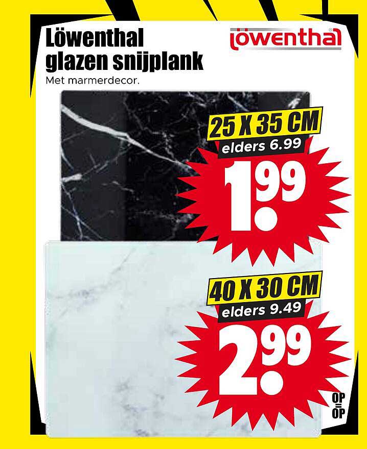 Löwenthal glazen snijplank met marmerdecor