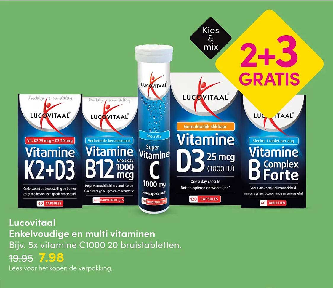 Lucovitaal Enkelvoudige en multi vitaminen 2+3 GRATIS