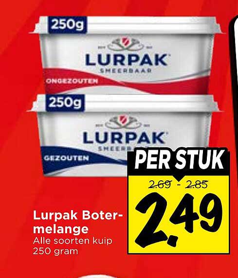 Lurpak Boter-melange Alle soorten kuip 250 gram PER STUK