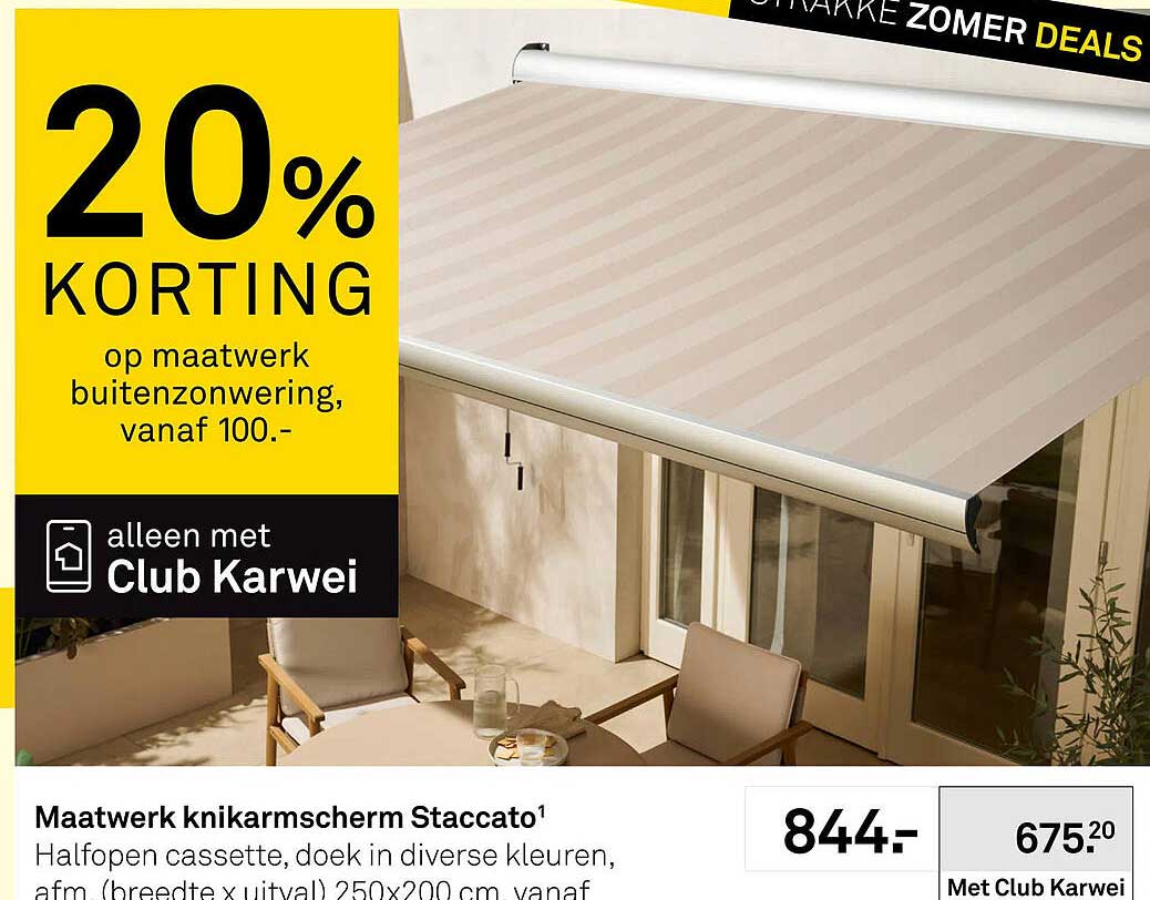 Maatwerk knikarmscherm Staccato 20% korting