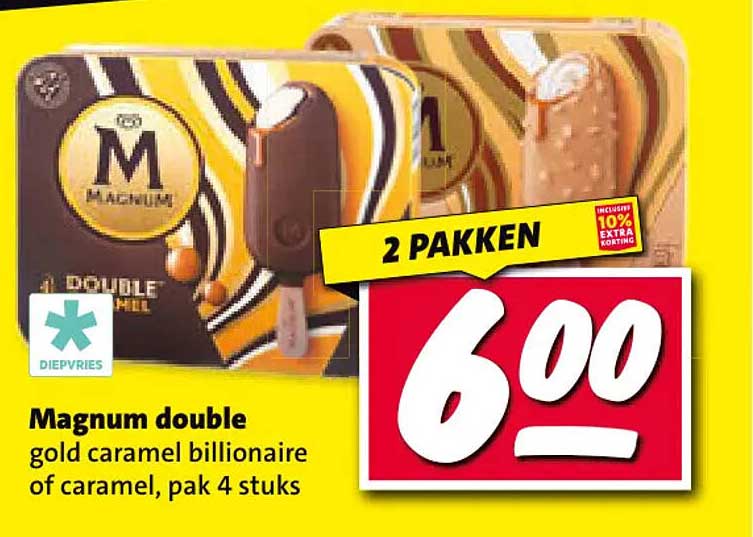 Magnum double gold caramel billionaire of caramel, pak 4 stuks 2 PAKKEN